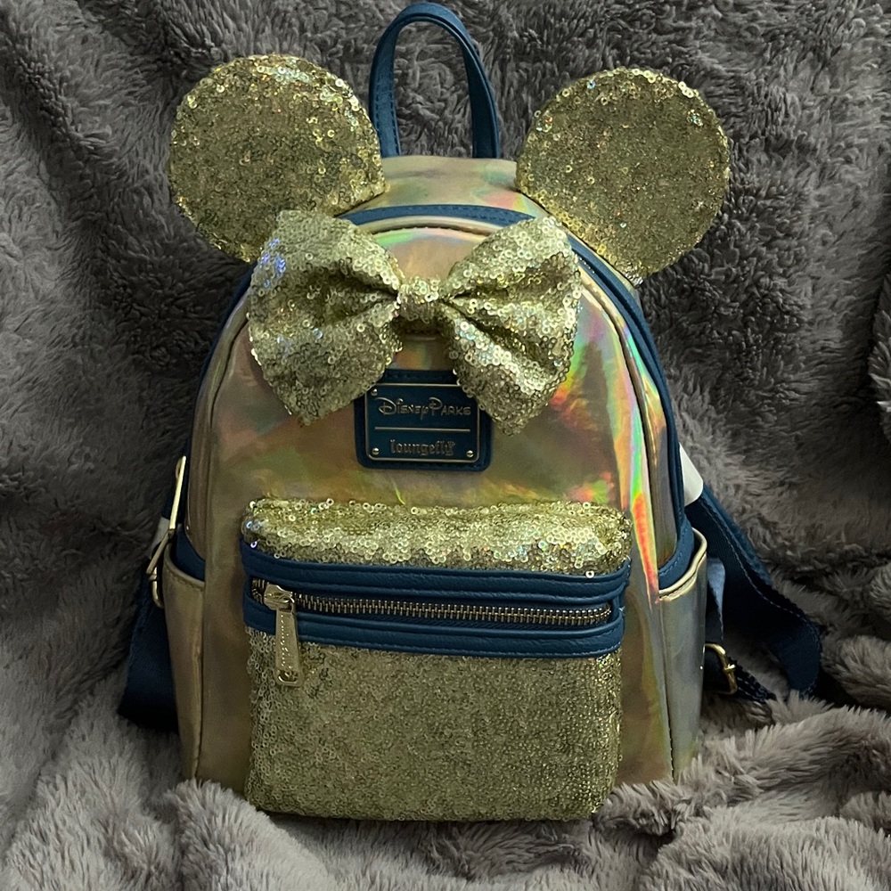 Loungefly Gold and Blue Sequin Kids Backpack